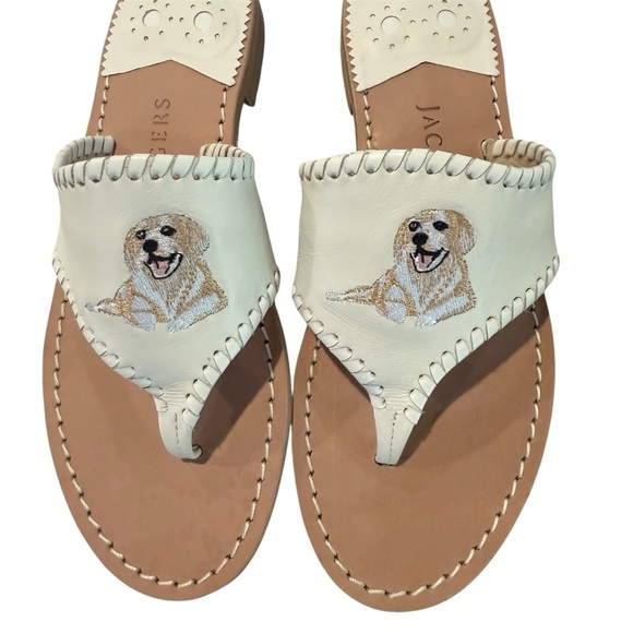 Jack Rogers Leather Sandals w/ Golden Retriever Embroidery. Size 6.5 NWOT - Picture 4 of 7